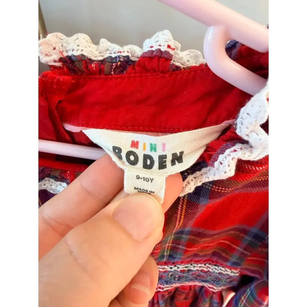 Mini Boden Girls' Heritage Check Cotton Dress